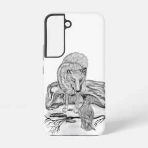Wolf und Rabe Schwarz-Weiß-Design Samsung Galaxy Hülle
