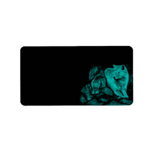 Wolf und Raven in der Nacht Adressaufkleber