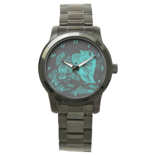 Wolf und Raven in der Nacht Armbanduhr