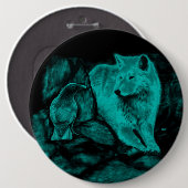 Wolf und Raven in der Nacht Button (Vorne & Hinten)