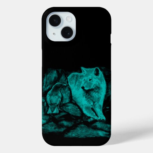 Wolf und Raven in der Nacht Case-Mate iPhone Hülle (Rückseite)