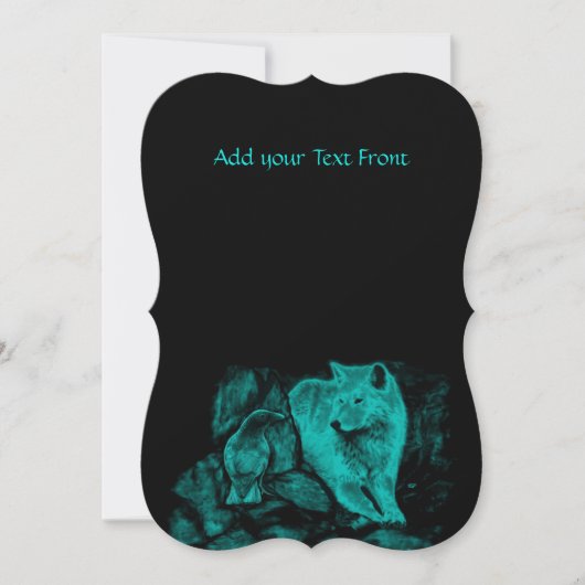 Wolf und Raven in der Nacht Einladung (Vorderseite)