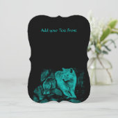 Wolf und Raven in der Nacht Einladung (Stehend Vorderseite)