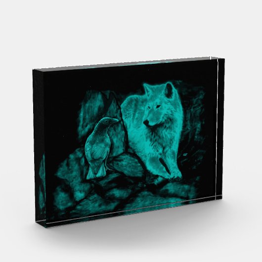 Wolf und Raven in der Nacht Fotoblock (Links)