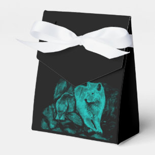 Wolf und Raven in der Nacht Geschenkschachtel