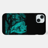 Wolf und Raven in der Nacht iPhone Hülle (Rückseite (Horizontal))