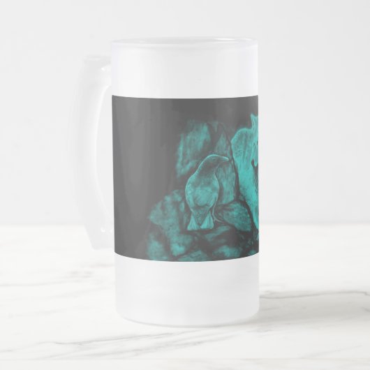 Wolf und Raven in der Nacht Mattglas Bierglas (Vorderseite Links)