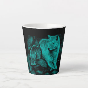 Wolf und Raven in der Nacht Milchtasse