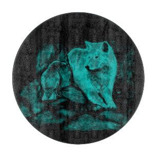 Wolf und Raven in der Nacht Schneidebrett