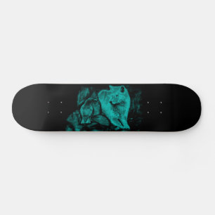 Wolf und Raven in der Nacht Skateboard