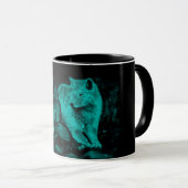 Wolf und Raven in der Nacht Tasse (VorderseiteRechts)