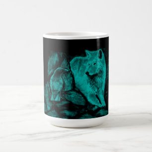 Wolf und Raven in der Nacht Verwandlungstasse