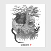 Wolf und Raven mit Skull Aufkleber (Blatt)