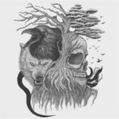 Wolf und Raven mit Skull Aufkleber (Vorderseite)