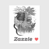 Wolf und Raven mit Skull Aufkleber (Blatt)