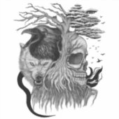 Wolf und Raven mit Skull Aufkleber (Vorderseite)