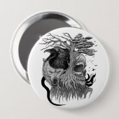Wolf und Raven mit Skull Button (Vorne & Hinten)