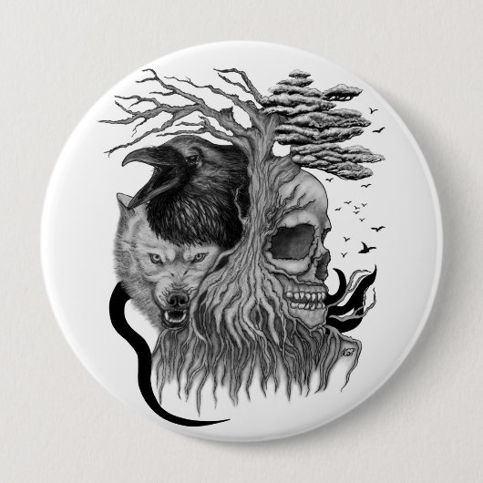 Wolf und Raven mit Skull Button (Vorderseite)
