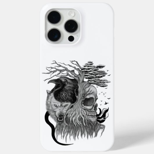 Wolf und Raven mit Skull Case-Mate iPhone Hülle (Rückseite)
