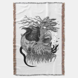 Wolf und Raven mit Skull Decke