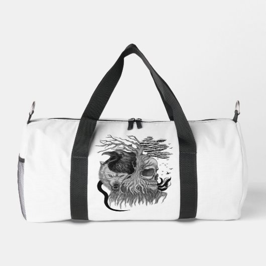 Wolf und Raven mit Skull Duffle Bag (Rückseite)