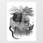 Wolf und Raven mit Skull Fensteraufkleber (Blatt)