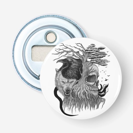 Wolf und Raven mit Skull Flaschenöffner (Vorderseite)