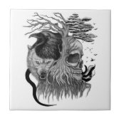 Wolf und Raven mit Skull Fliese (Vorderseite)