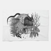 Wolf und Raven mit Skull Geschirrtuch (Horizontal)