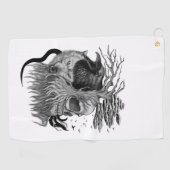 Wolf und Raven mit Skull Golfhandtuch (Horizontal)