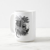 Wolf und Raven mit Skull Kaffeetasse (Vorderseite Links)
