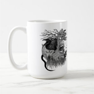 Wolf und Raven mit Skull Kaffeetasse