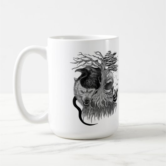 Wolf und Raven mit Skull Kaffeetasse (Links)
