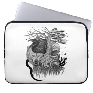Wolf und Raven mit Skull Laptopschutzhülle
