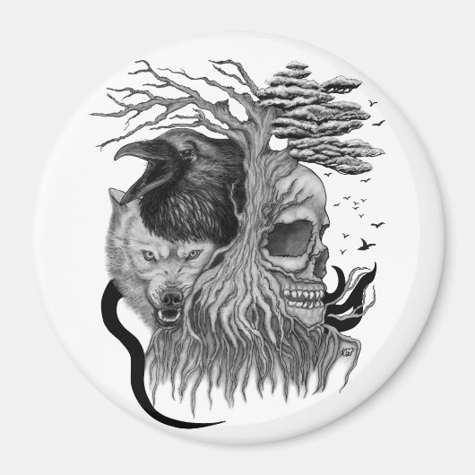 Wolf und Raven mit Skull Magnet (Vorne)