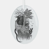 Wolf und Raven mit Skull Ornament Aus Glas (Vorderseite links)