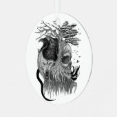 Wolf und Raven mit Skull Ornament Aus Metall (Vorderseite links)