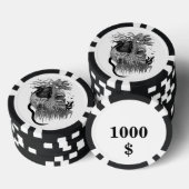 Wolf und Raven mit Skull Pokerchips (Stapel)