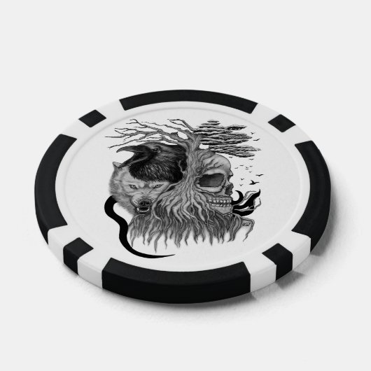 Wolf und Raven mit Skull Pokerchips (Einzeln)