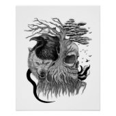 Wolf und Raven mit Skull Poster (Vorderseite)