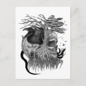 Wolf und Raven mit Skull Postkarte (Vorderseite)