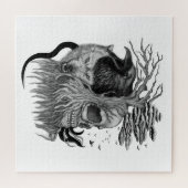 Wolf und Raven mit Skull Puzzle (Horizontal)