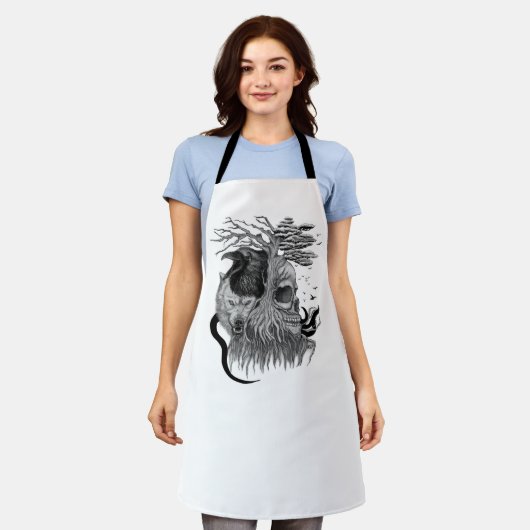Wolf und Raven mit Skull Schürze (Getragen)