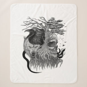 Wolf und Raven mit Skull Sherpadecke