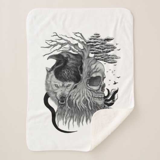 Wolf und Raven mit Skull Sherpadecke (Vorderseite)