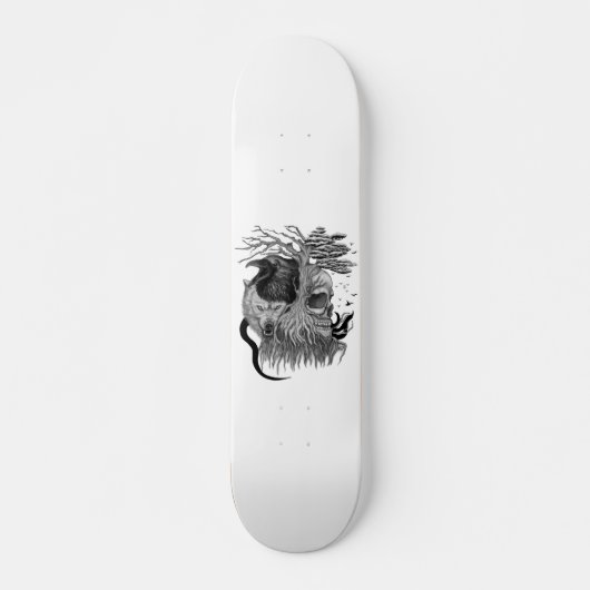 Wolf und Raven mit Skull Skateboard (Vorne)