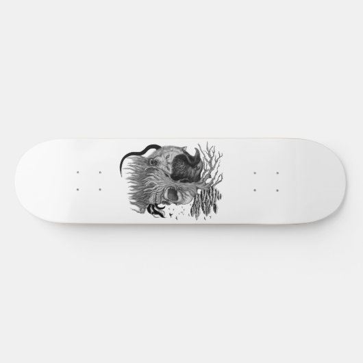 Wolf und Raven mit Skull Skateboard (Horizontal)