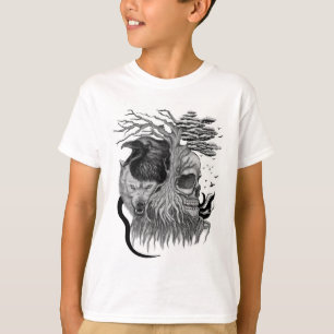 Wolf und Raven mit Skull T-Shirt