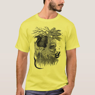 Wolf und Raven mit Skull T-Shirt