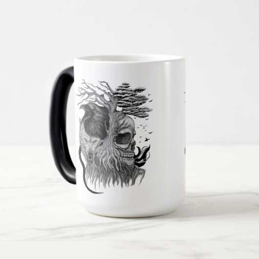 Wolf und Raven mit Skull Verwandlungstasse (Vorderseite Links)